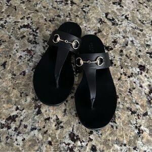 Gucci Black Sandals with Silver Accents